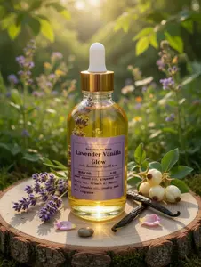 Handcrafted Lavender Vanilla Glow Body Oil, lightweight skin serum, grapeseed oil for skin, jojoba, aromatic body oil