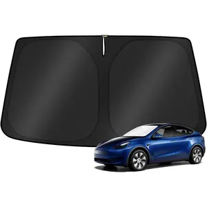 Windshield Sun Shade for 2017-2025 Tesla Model Y/3 (Fit 2025 Model Y Juniper/2024 Model 3 Highland) Upgraded Foldable Sunshade, Window Sun Visor Protector, Blocks UV Rays Keep Your Car Cool
