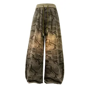 Spring and autumn camouflage pants men's casual straight-leg retro high street trendy brand hip-hop sports leggings, men's casual breathable sports trousers, the same couple camouflage pants for men and women, drawstring waist, soft and comfortable fabric