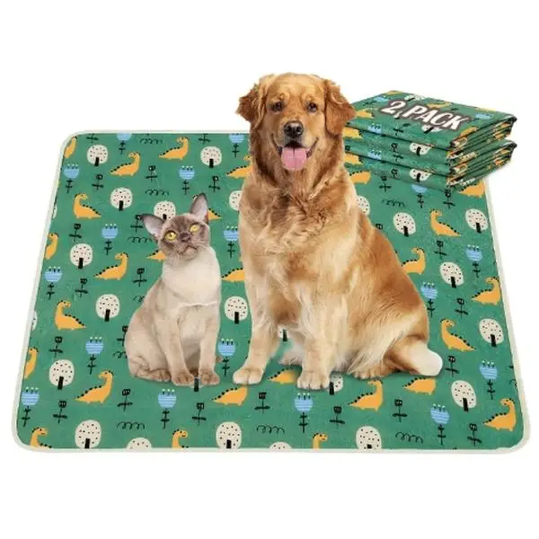 Qeils Reusable Puppy Pads, Washable Pee Pads For Dogs 2 Pack 36"x41" Super Absorbent Leakproof Dog Training Pads, Non-slip Potty Pads For Whelping, Ho