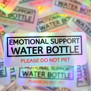 Emotional Support Water Bottle Holographic Vinyl Waterproof Sticker