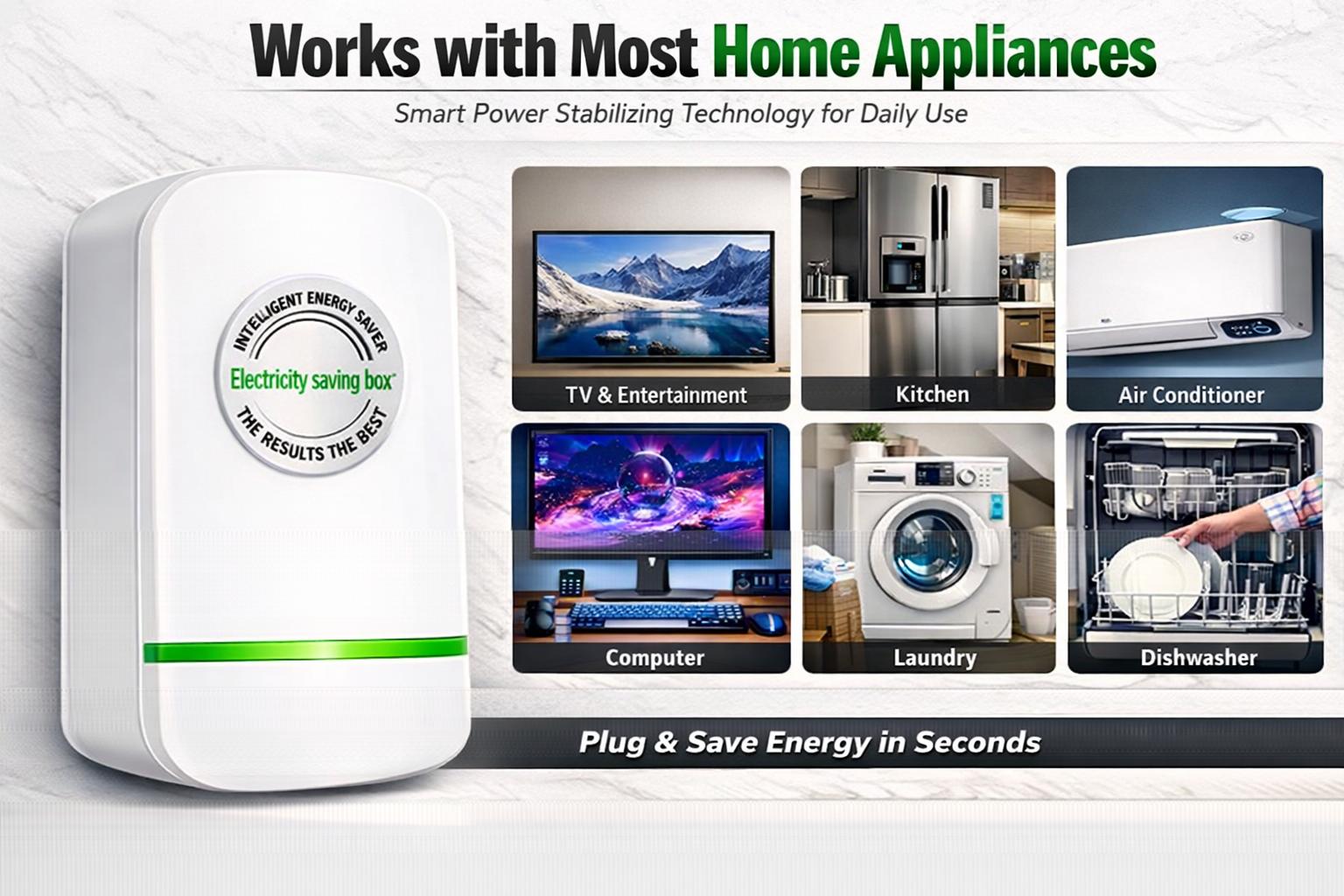 Plug-In Power Box with US Plug 2026 Updated Design, Compatible with 90–250V Input Range