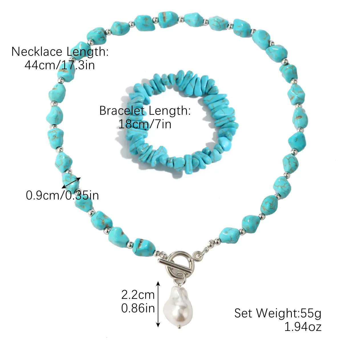 N2203 17T2 Bracelet Necklace Set