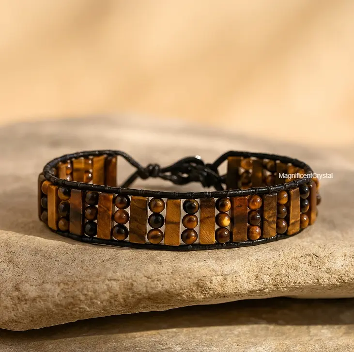 Men's Natural Tiger's Eye Stone Exquisite High-Quality Bracelet - Rugged Masculine Charm Daily Wear Jewelry Gift for Father's Day, Dads, Valentine, Exquisite Bracelet