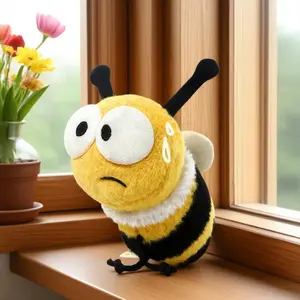 Kawaii Sad Little Bee Plush Toys Cozy Fluffy Cartoon Insect Doll Funny Desktop Pets Taking Photo Props Cute Kids Birthday Gift
