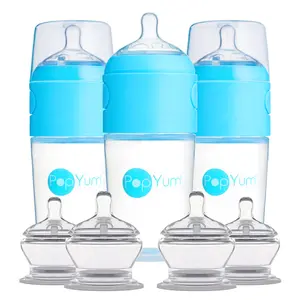 PopYum Blue 7 Piece Bundle: 9oz Bottle 3-Pack + 2 Nipple 2-Packs