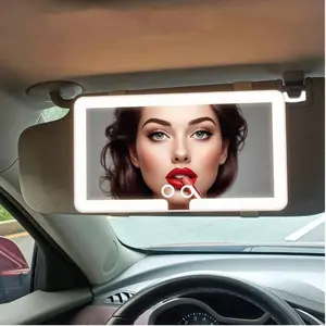 Car Sun Visor Makeup Mirror with LED Light 3 Modes 60 LEDs Rechargeable Dimmable Touch Control for Quick Touch-Ups Anytime Anywhere
