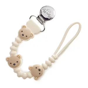Sweetie Strap Plus - Soft Silicone & Metal Pacifier Clip with Adorable Bear Design for Easy Pacifier Retention