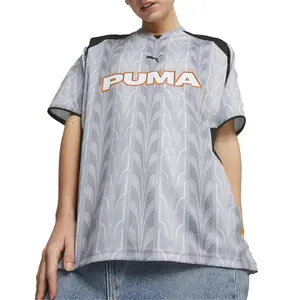PUMA Mens Graphic V-Neck Short Sleeve Jersey Casual Tops Casual - Grey