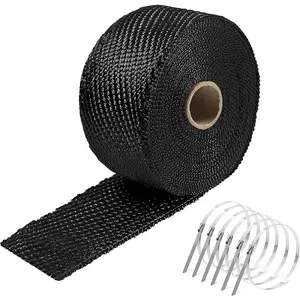 Exhaust Heat Wrap,2"x 16 Ft, Motorcycle Fiberglass Heat Shield Tape With Stainless Ties, Black