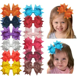 JoyBowie 12pcs 4.5 inch Assorted Colorful Ribbon Bows for Kids' Hair Accessories boutique baby girl hair bows