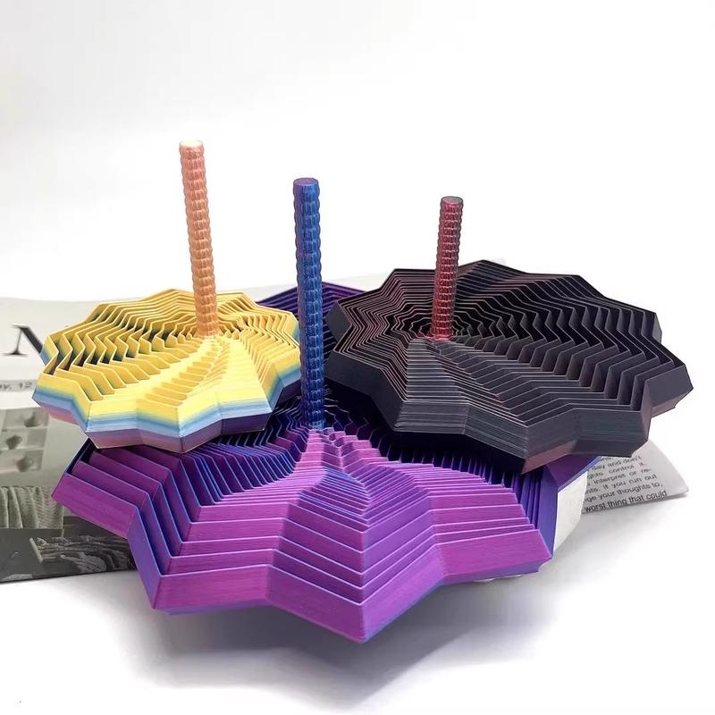 Colorful Geometric Vortex 3D Printed Toy: Multi-layered Star-shaped Structure with Gradient Color Visual Feast, Creative Stress-relief Plaything & Desktop Art Ornament, A Novelty with Distinct Niche Design Sense