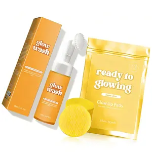 Ready to Glowing Glow Wash & FREE Turmeric Pads BeautyKit for Healthy Skin Comprehensive Skincare Routine with Sweet Lemo Glow Up Pads