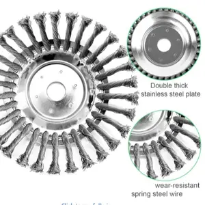 Steel Wire Brush Cutting Machine Polishing Head Weed Removal Wheel Brush for Rust Removal Road Paving Seams Replacement with Adapter Kit Grass Trimmer Accessories