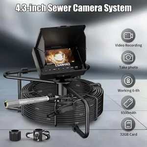Sewer Camera 100ft Drain Pipe Camera Plumbing Snake 8500mAh Battery, 23mm HD, 12LEDs, DVR Recording, 32GB TF Card Included
