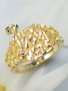 Unisex Hip-Hop Geometric Floral Letter Ring, Fashion Rings, 1 Piece Plated Fashion Jewelry, Perfect Gift for Valentine's Day Party