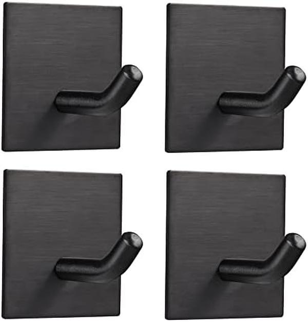 Heavy Duty Adhesive Hooks, Stick on Wall Adhesive Hangers, Strong Stainless Steel Holder, Self Adhesive Hooks for Kitchen Bathroom Home Door Towel Coat Key Robe 4 Packs - 6 Packs