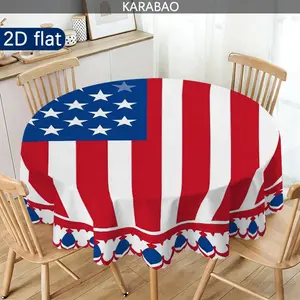 American Flag Round Tablecloth, Outdoor Picnic Camping Decor, Perfect Home Kitchen Dining Room Decoration, Ideal Gift