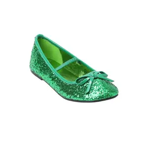Green Glitter Ballet Flats for Girls
