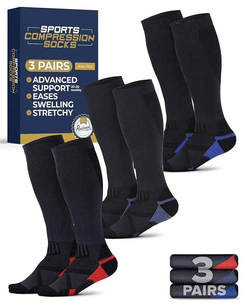 Dark Gray (Red/Blue/Light Blue) - 3 Pairs