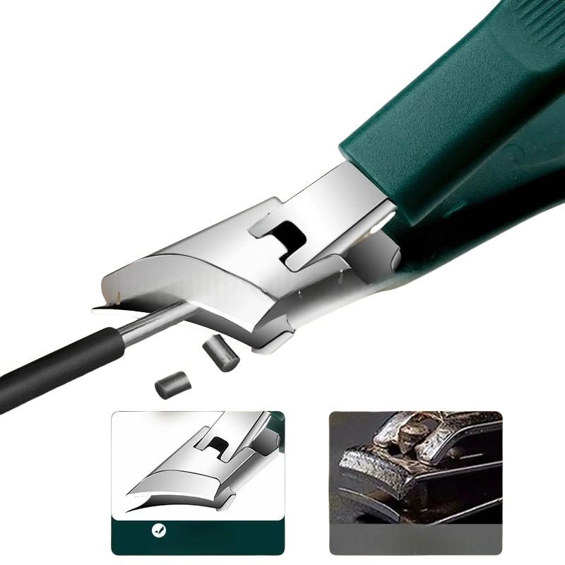 Stainless Steel Heavy-Duty Wide Jaw Eagle Beak Clipper Set, Thick Nail Trimmer with Splash Guard, Nail Care Tool for Indoor Recreation, Manicure, Home Use, Thick Blade, Angled Eagle Beak Design, Nail Trimming
