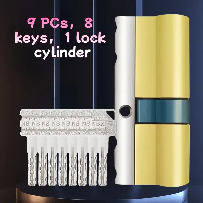 1 set （1 lock cylinder and 8 keys）Super C-Grade & C-Grade Security Door Lock Cylinder Set Universal for Home Courtyard Gates