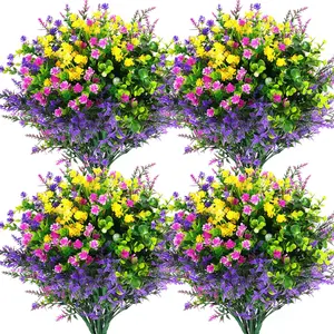 Artificial Flowers Outdoor, Faux Artificial Plants UV Resistant, Plastic Flower Bulk Pack for Hanging Planter, Porch, Window, Home Decoration
