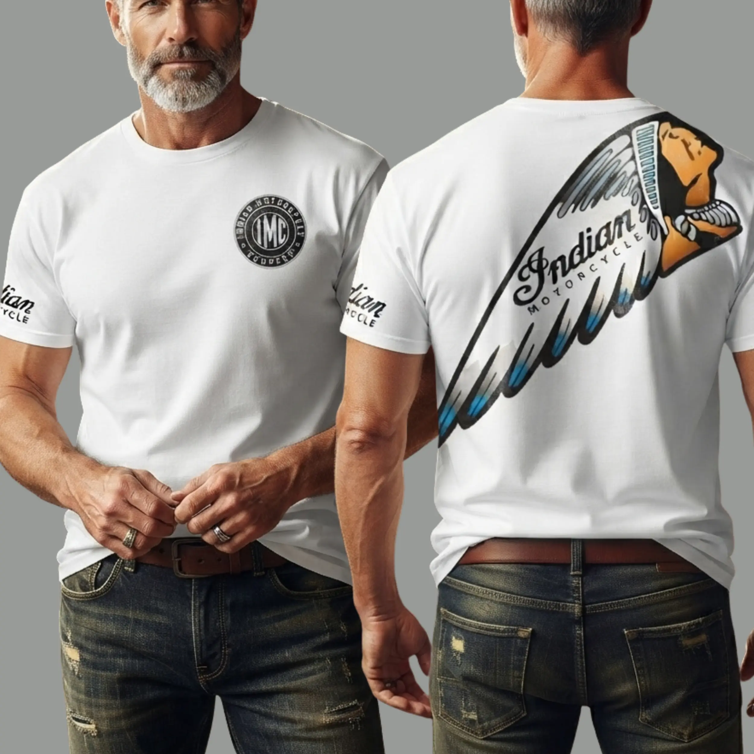Vintage Indiian Motorcycle Graphic Tee, Classic Biker Culture T-Shirt, Legendary Indiian Moto Spirit T-Shirt, Premium Biker Lifestyle Apparel Menswear Streetwear Crewneck Casual