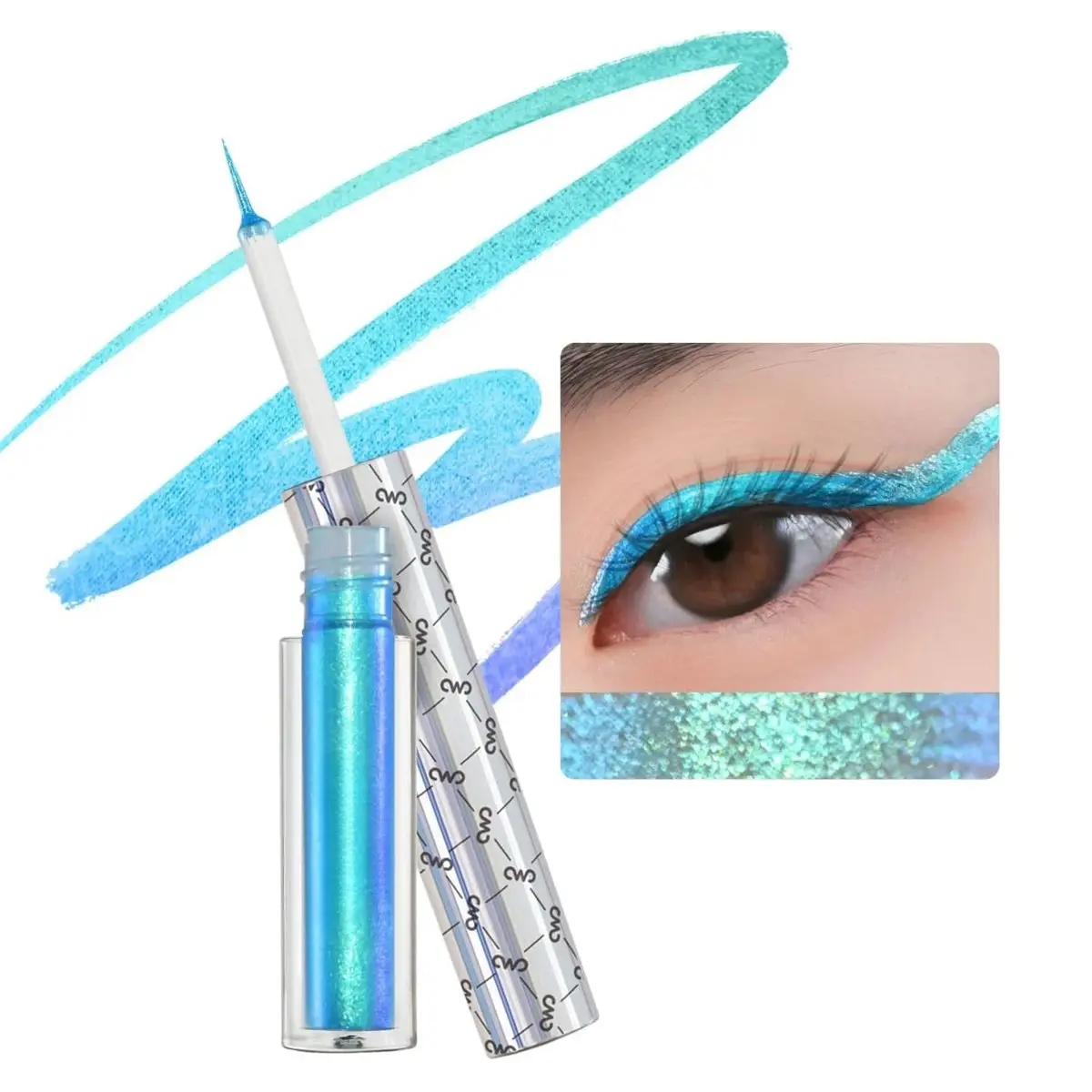 Liquid Eyeliner, Liquid Glitter Eyeliner, Highly Pigmented, Metallic MultiColor Shifting Waterproof Eyeliner, Ultra-Fine Tip, Longwearing, Smudge-Proof