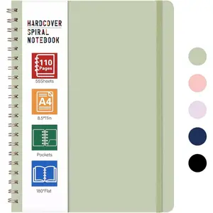 Spiral Notebook 8.5 x 11, A4 Hardcover Notebooks for Women, 55 Sheets 110 Pages Large Journal for Work, School, (Green)