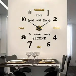 Nordic Style DIY Wall Clock, Frameless Size Adjustable Self-Adhesive, Silent Digital Acrylic Creative Decorative Clock for Living Room Bedroom