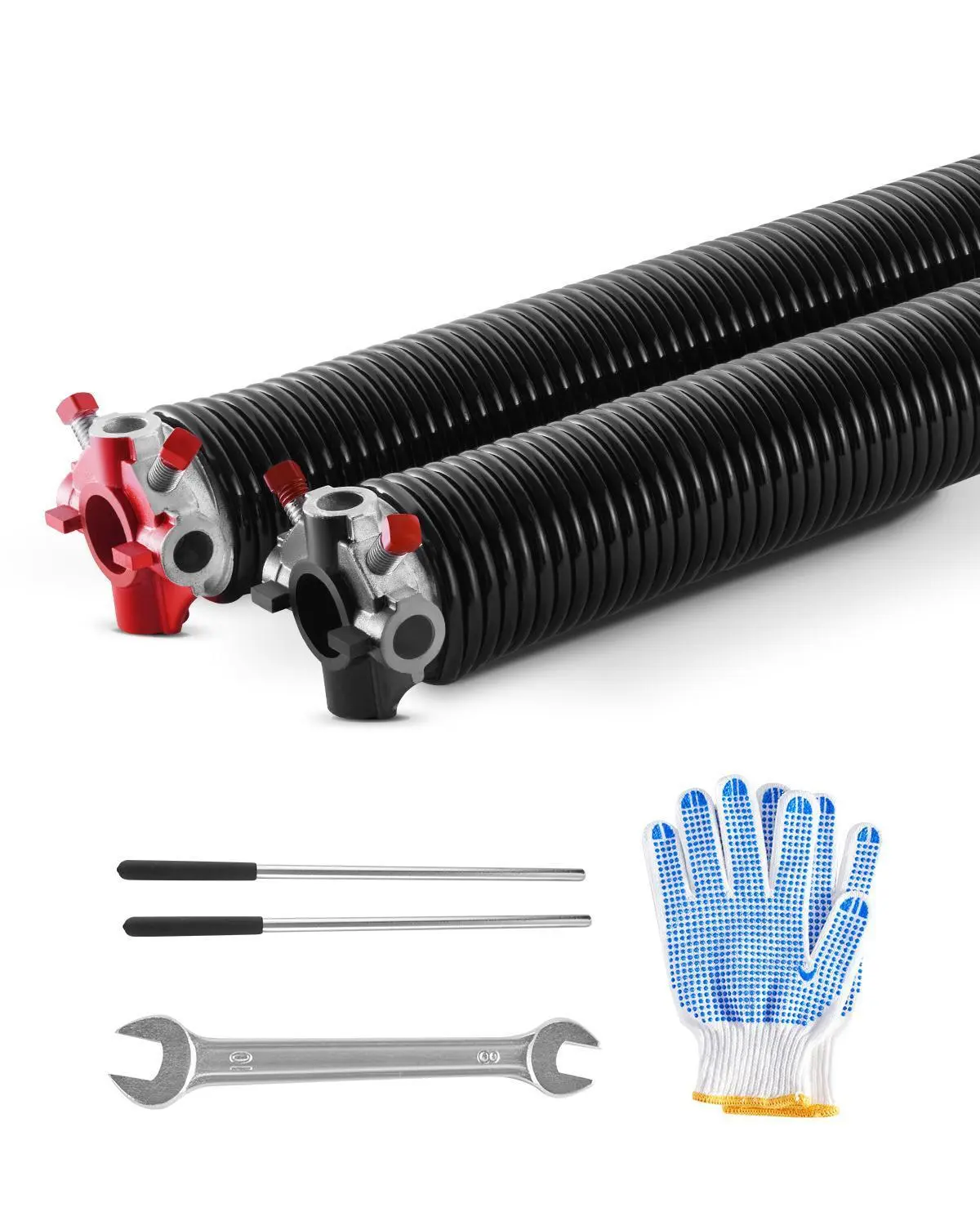 VEVOR Steel Garage Door Torsion Springs Pair Pack, 0.25x2x32 in, 16000 Cycles, Electrophoresis Black Coated Steel Coil for Replacement, Corrosion Res., Longer Lifespan, with Non-Slip Winding Bars, Gloves, Mounting Wrench & User Manual#BacktoSchool, Comple
