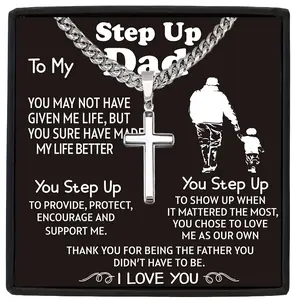 "to My Dad" Bohemian Style Cross Pendant Necklace with Heartfelt Message Card & Gift Box - Birthday, Valentine's Day, Christmas Gift for Father, Husband, Grandpa