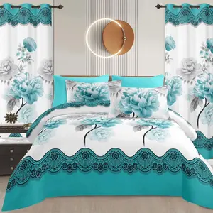 8 pcs  Floral Bedsheets with Curtains Comfortable Durable Material for Any Bedroom