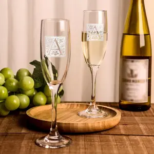 Classic Champagne Flute Glass - Laser Engraved Monogram