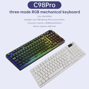 98-Key 2.4G Wireless Bluetooth Three-Mode Mechanical Keyboard DIY Customized RGB