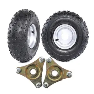 Set of 2 145/70-6 ATV Tires and Rims 6 inch with Rear Wheel Hubs 3 Stud for ATV UTV Dune Lawn Mower Mini Bike Buggy Quad Golf Cart 4 Wheelers Drift Trike Tricycle Mini Bike Off Road Motorcycle