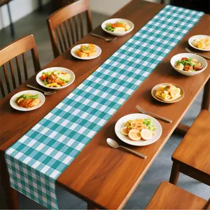 Plaid Pattern Table Runner, 1 Count Durable Tablecloth, Household Table Decoration Supplies for Home Kitchen Dining Room