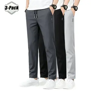 3Pack Men's Solid Loose Minimalist Relaxed Sweatpants,Versatile Year-Round Sports Trousers, Ideal for Autumn-Winter Sweats,solid fashion sweatpants,fashionable jogger sweatpants,casual sport sweatpants,gray sweatpants season,loose casual sweatpants