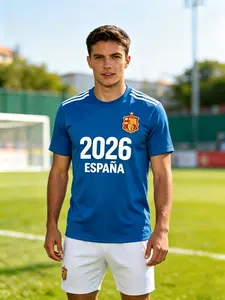 2026 España Spain National Team Football Jersey + Shorts Set, Men's Soccer Uniform, Casual Fitted Long T-Shirt, All Seasons Print Top