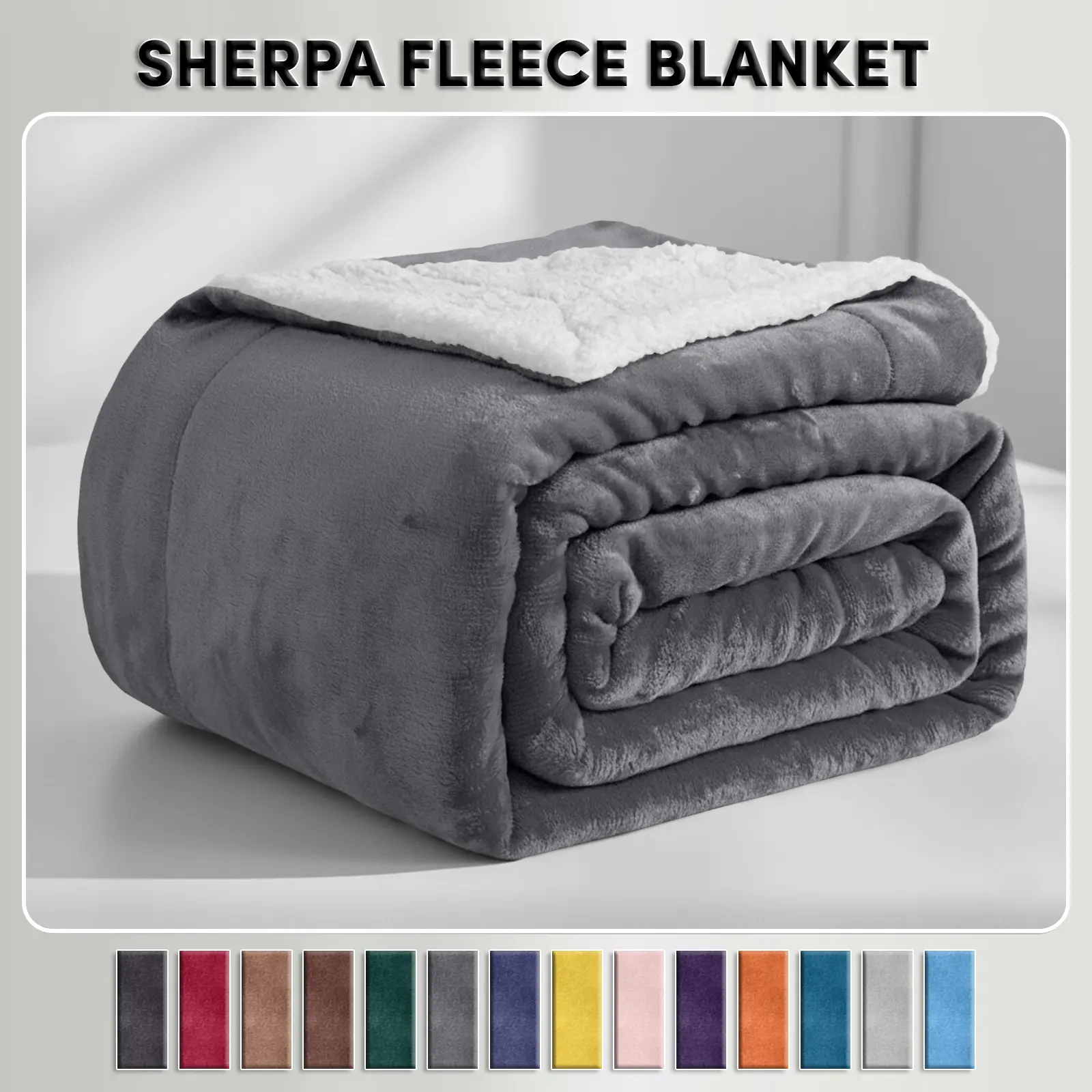 Oxford Homeware Sherpa Fleece Blanket – Dual-Layer 230 GSM Fleece & 180 GSM Sherpa, Lightweight Throw Blanket for Bed, Sofa & Couch, Soft Breathable Polyester, Throw, Twin, Queen & King Sizes