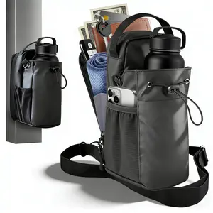 Portable Multifunctional Magnetic Gym Water Bottle Bag - Waterproof Crossbody Sling Bag with Storage Pockets for Gym, Hiking & Outdoor Sports