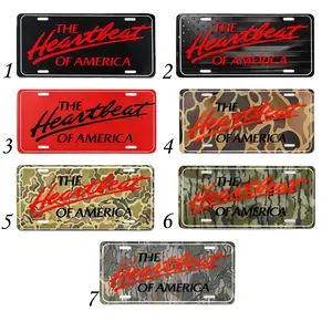 "The Heartbeat of America" Patriotic Front License Plate - USA Flag Camo Aluminum Car Tag - American Heritage Vanity Plate - Gift for Men & Truck Owners