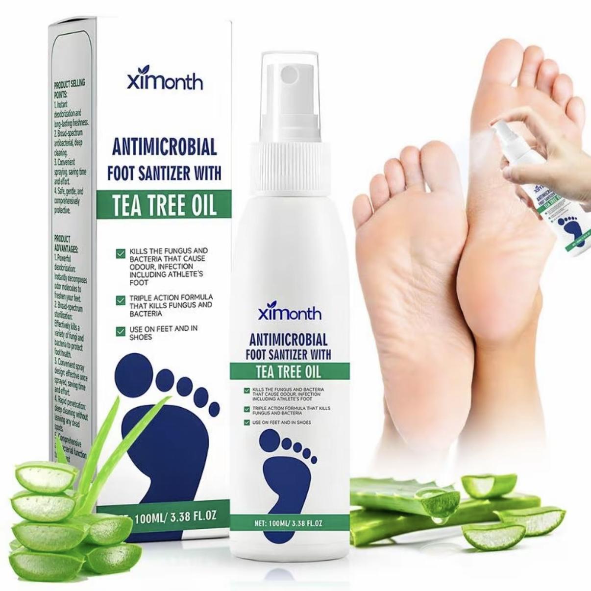 (3 bottles)Buy 1 Get 2 FreeTea Tree Oil Foot Spray - PlantarMoisturizing Deodorant for Odor Control & DryFeet Care, Natural Foot Sanitizer with Antifungal Properties,Ximonth Clear Foot Sanitizer Spray,for Foot & Shoe Freshness dry