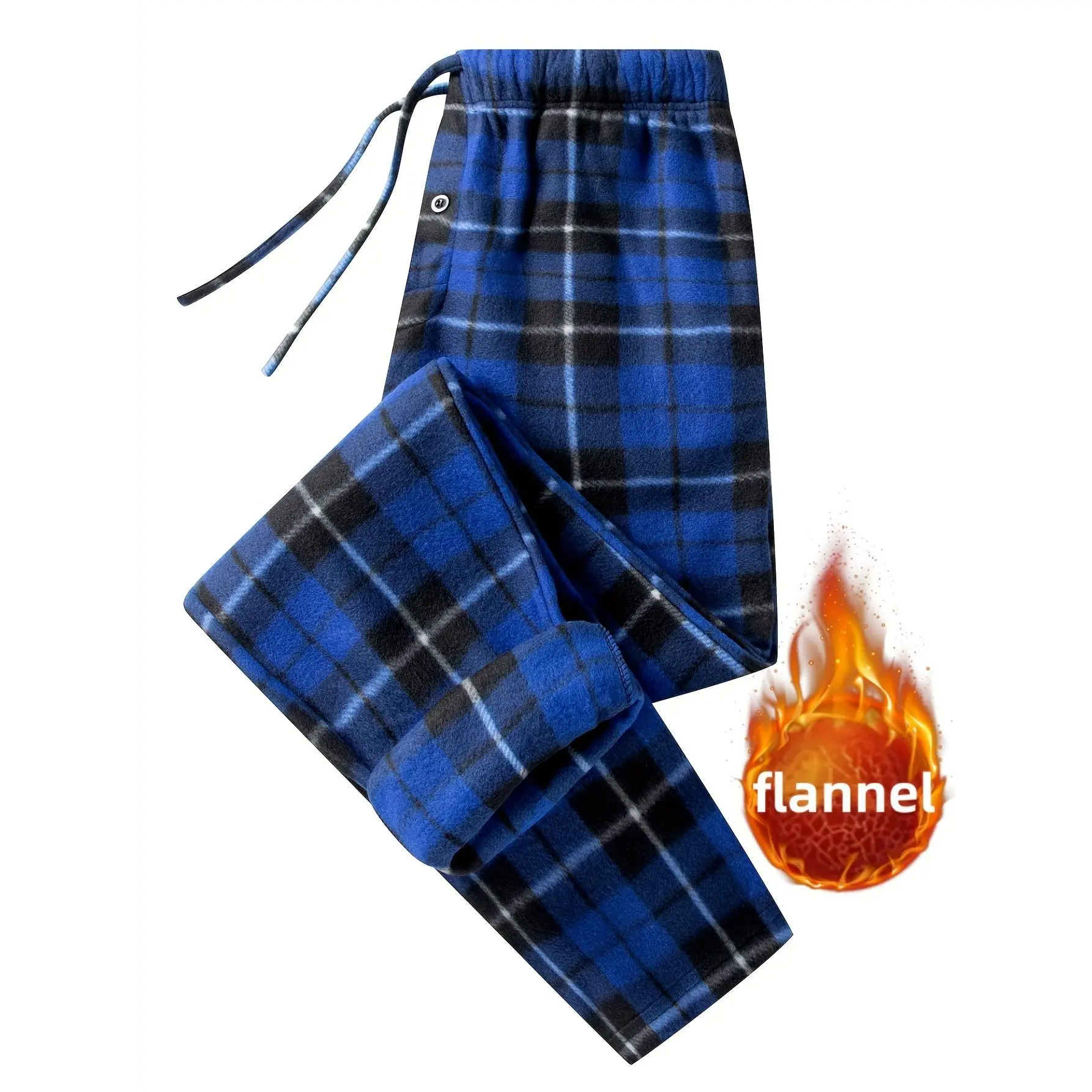 [Popular Choice] 2024 Men's Flannel Checkered Fleece Sweatpants with Dual-Sided Pockets and Elastic Waistband