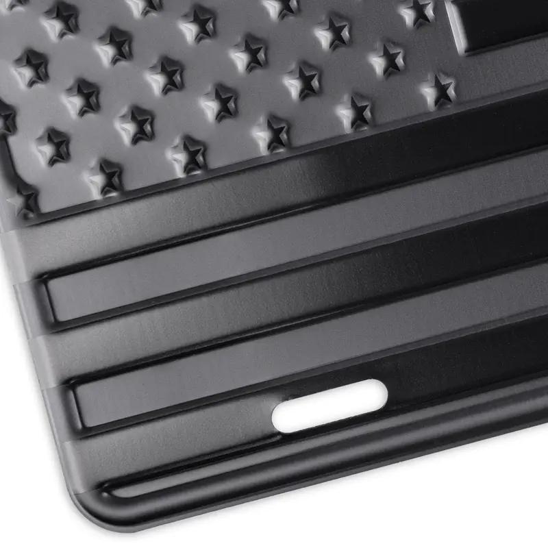 American Flag License Plate, Frame, and Key Tag Combo Black-on-Matte Black
