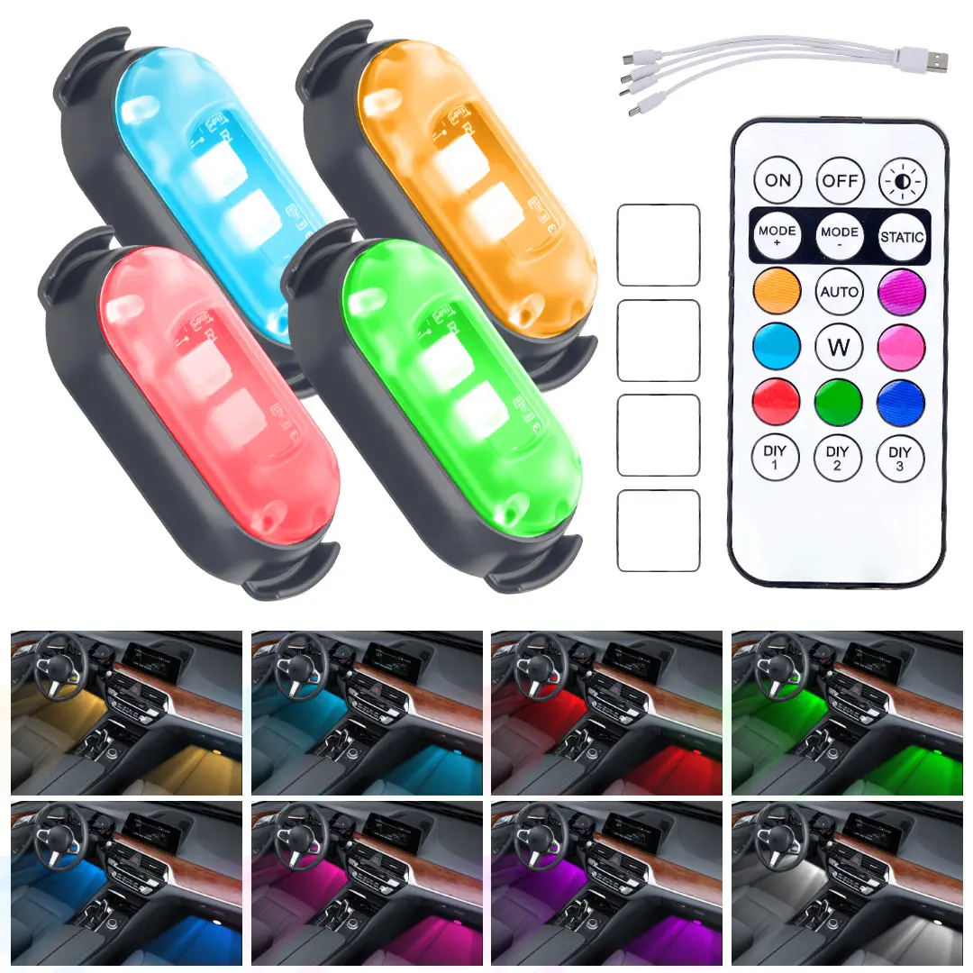 【FOZETOP】2026 Upgraded RGB Strobe Warning Light, Wireless Remote Control, USB Charger Rechargeable LED Flash Anti-Collision Light for Motorcycle/Bike, Car, Drone