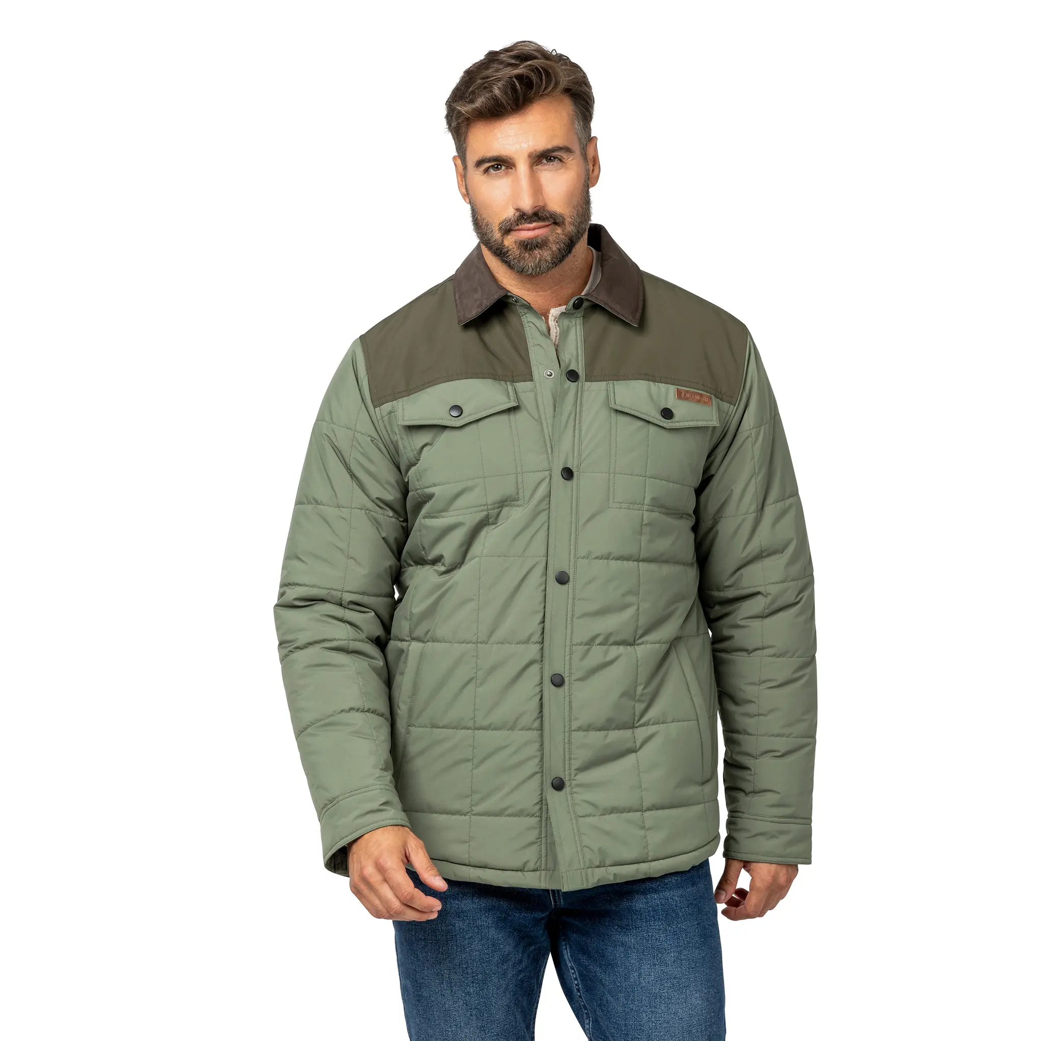 Free Country Men's Ridge View Shirt Jacket, Menswear Top with Stretch Fabric and Pocket, Coats, Mechanical