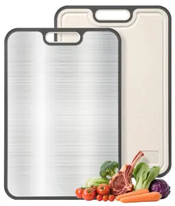 Titanium Cutting Boards for Kitchen, Non Toxic 2-in-1 Cutting Board Double Sided, Food Grade Chopping Boards for Fresh Meat Vegetable, Easy to Clean Large Size 16”×11”