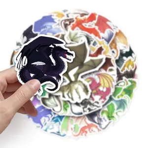 Dragon Sticker Set – 50pcs Durable Non-Repeating Vinyl Decals for Laptops, Bottles, Journals, Bikes & Fantasy-Themed Gifting